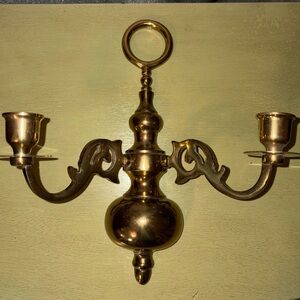 Set of 2 Vintage Valsan Portuguese Solid Brass Wall Candle Sconces
